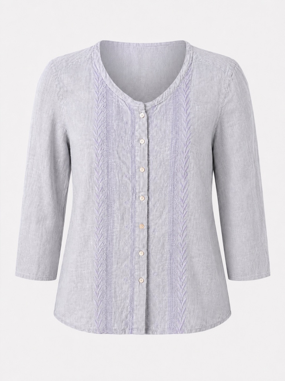Wrap Londen 100% linen blue embroidered top, size 4